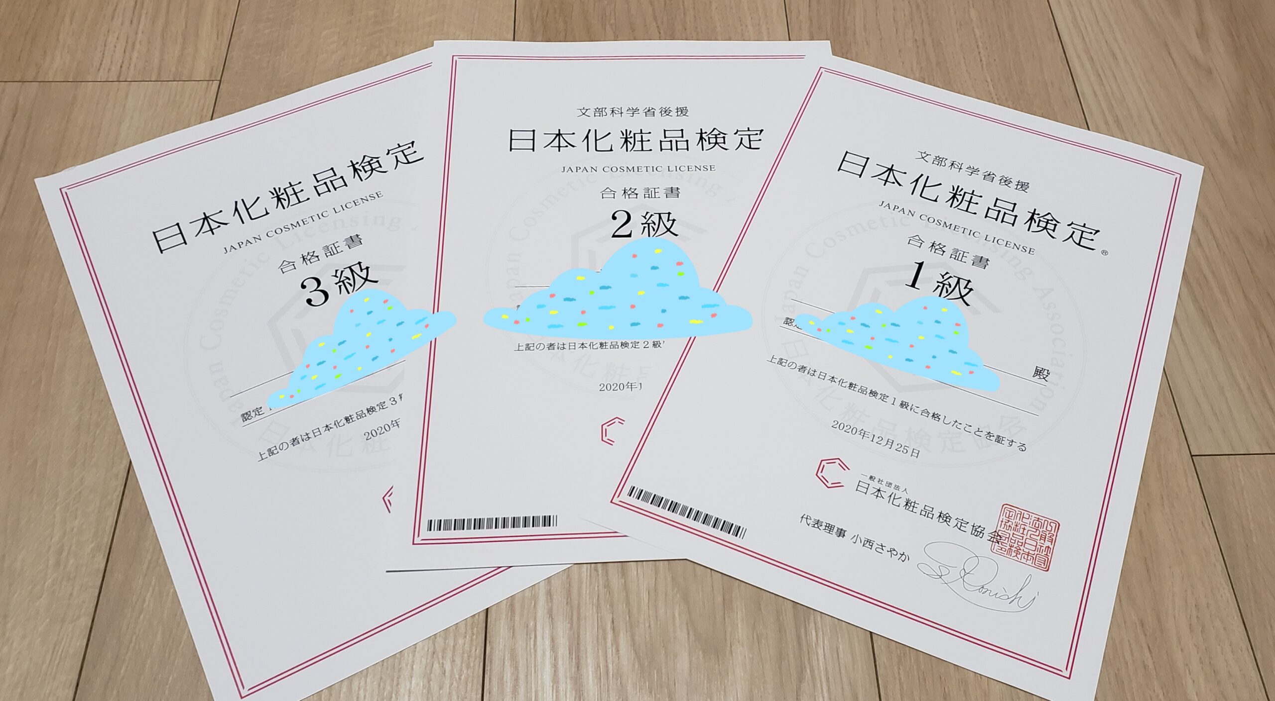 日本化粧品検定合格証明書